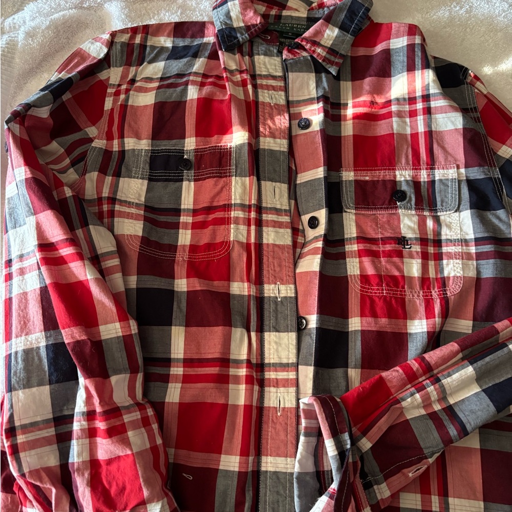 Ralph Lauren Red and Black Plaid Button Down Shirt